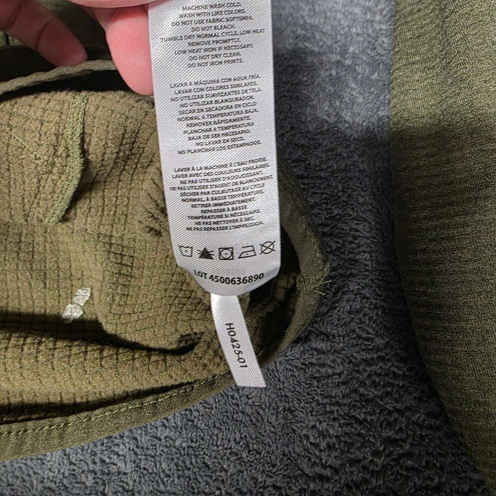 Merrell Mens Olive Green 1/4 Zip Grid Fleece Pullover hiking outdoor gorpcore - Picture 5 of 9